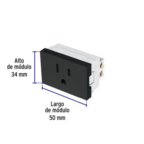 Contacto aterrizado negro de 1.5 módulos, línea Lisboa | COA15-LN | 47881