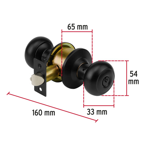 Cerradura pomo, negro, oval, entrada, HERMEX | CEPO-62E | 47912