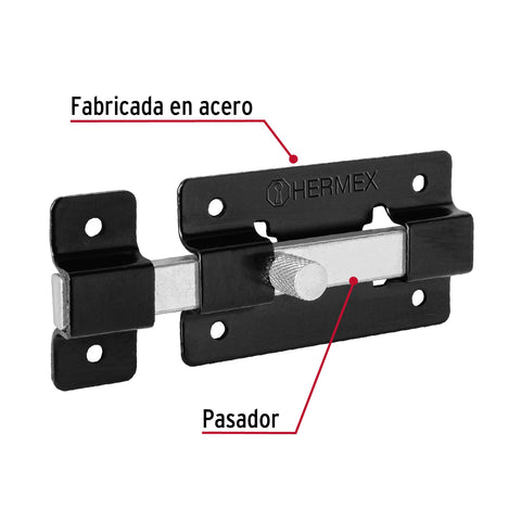 Pasador de barra plana 3', negro, HERMEX | PAN-36 | 47929