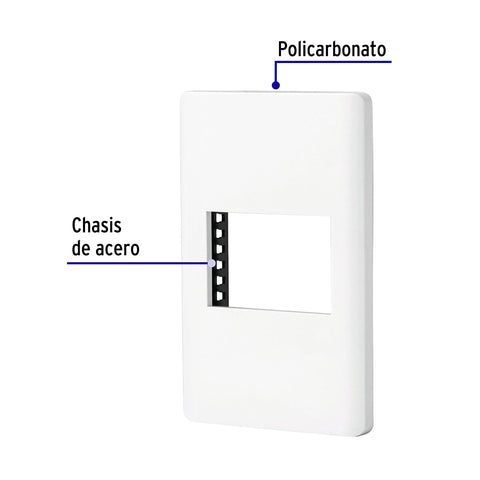 Placa blanca de 1 ventana 1.5 módulos, línea Lisboa, Volteck | PPSE15-LB | 47938
