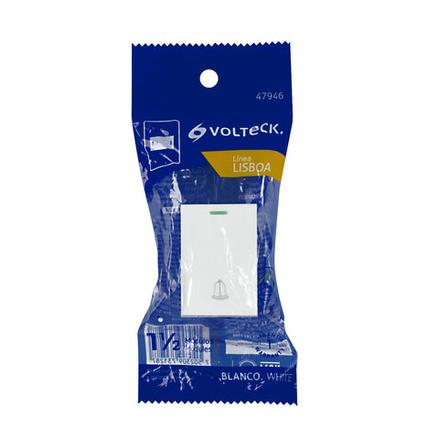 Interruptor para timbre blanco de 1.5 módulos, línea Lisboa | APTI15-LB | 47946