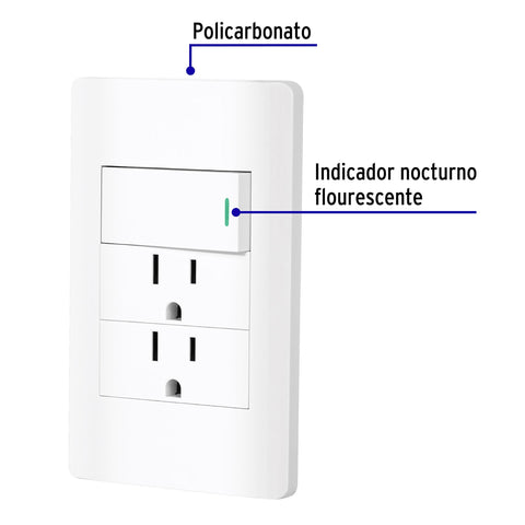 Placa armada blanca interruptor y 2 contactos 1 mód, Lisboa | PA-APCO-L3B | 47968