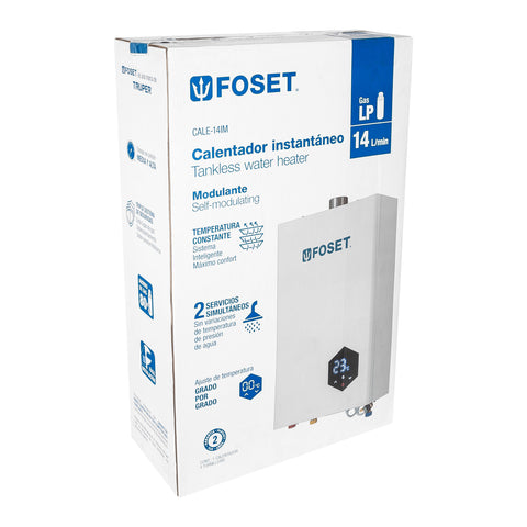 Calentador instantáneo modulante, 14L, 2 serv, gas LP, FOSET | CALE-14IM | 48015