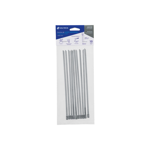 Bolsa con 10 cinchos de 20 cm,acero inoxidable,99 lb,VOLTECK | CINM-20020 | 48039