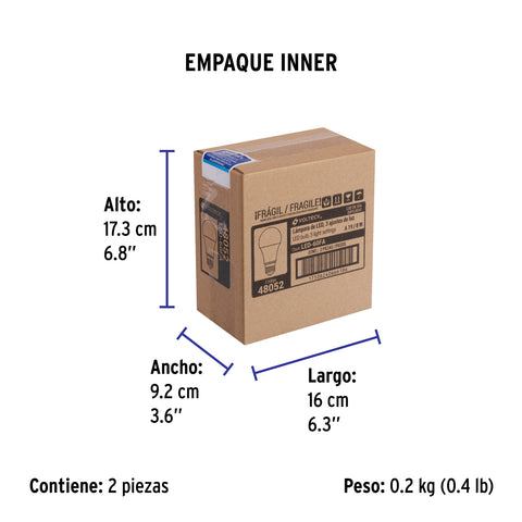 Lámpara LED tipo bulbo con 3 niveles de iluminación, blíster | LED-60FA | 48052