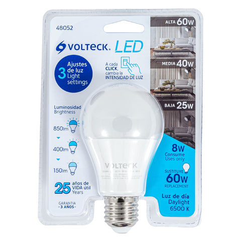 Lámpara LED tipo bulbo con 3 niveles de iluminación, blíster | LED-60FA | 48052
