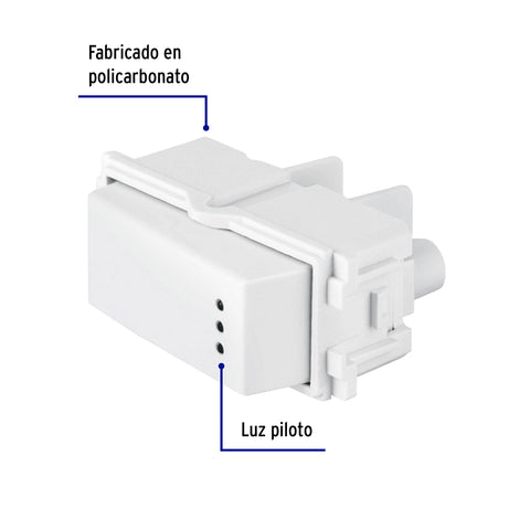 Interruptor sencillo con luz piloto, línea Italiana, blanco | APSEP-IB | 48053