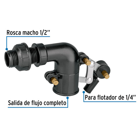 Válvula plástica de llenado para flotador, 1/2', FOSET | VAFLO-1/2P | 48082
