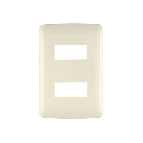 Placa 2 módulos de ABS, línea Italiana, color marfil | PPDO-I | 48089