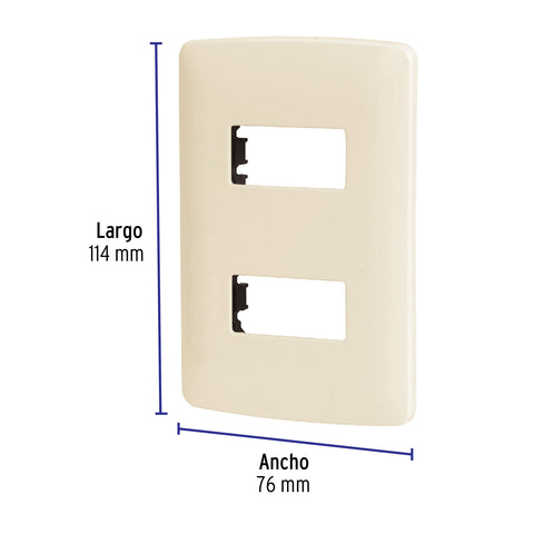 Placa 2 módulos de ABS, línea Italiana, color marfil | PPDO-I | 48089