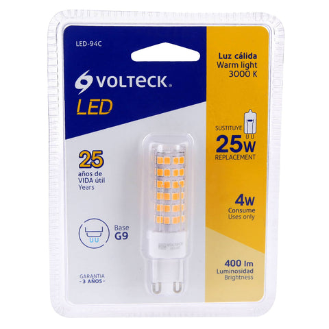 Lámpara de LED tipo cápsula 4 W base G9 luz cálida, blíster | LED-94C | 48102