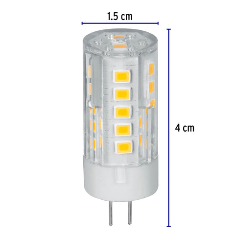 Lámpara de LED tipo cápsula 3 W base G4 luz cálida, blíster | LED-43C | 48103