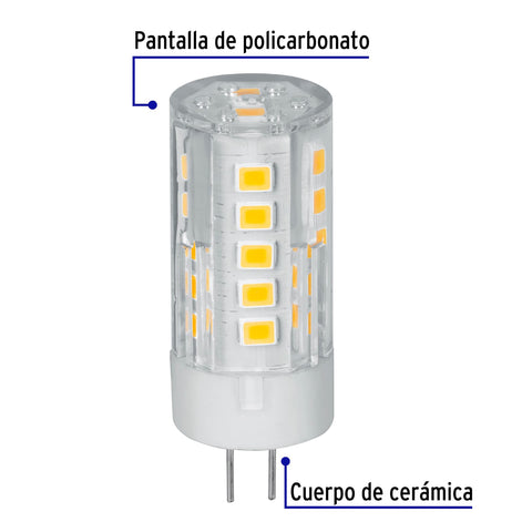 Lámpara de LED tipo cápsula 3 W base G4 luz cálida, blíster | LED-43C | 48103