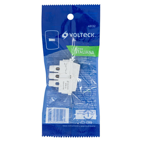 Interruptor sencillo, línea Italiana, color blanco, Volteck | APSE-IB | 48132