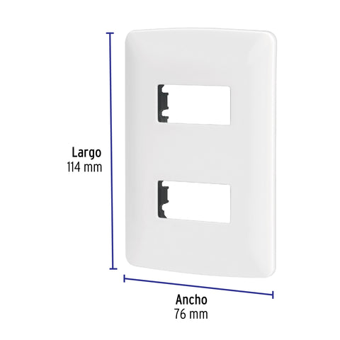 Placa 2 módulos de ABS, línea Italiana, color blanco | PPDO-IB | 48133