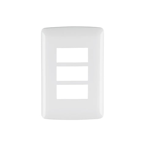 Placa 3 módulos de ABS, línea Italiana, color blanco | PPTR-IB | 48136