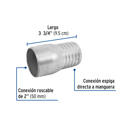 Niple de acero galvanizado 2' tipo botella, FOSET | CG-485 | 48180