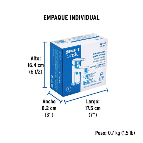 Monomando lavabo, ABS, nariz recta, BASIC | MP-421 | 48192