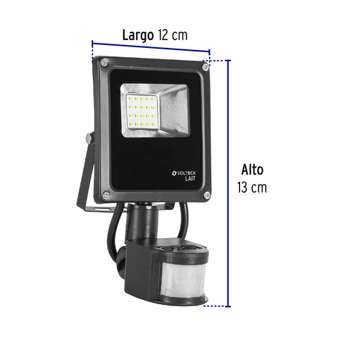 Reflector LED para exteriores 10W 6500K con sensor, VOLTECK | REF-900L | 48228
