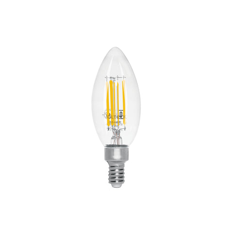 Lámpara LED tipo vela 4 W con filamento base E12 luz cálida | LED-V4F2C | 48253