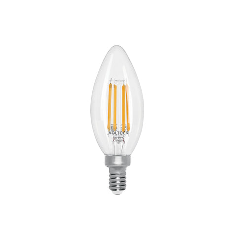 Lámpara LED tipo vela 4 W con filamento base E14 luz cálida | LED-V4F4C | 48254