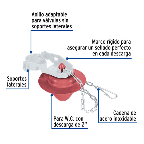 Sapo 2' para WC, silicona, marco rígido, cadena inox, FOSET | SA-009 | 48289