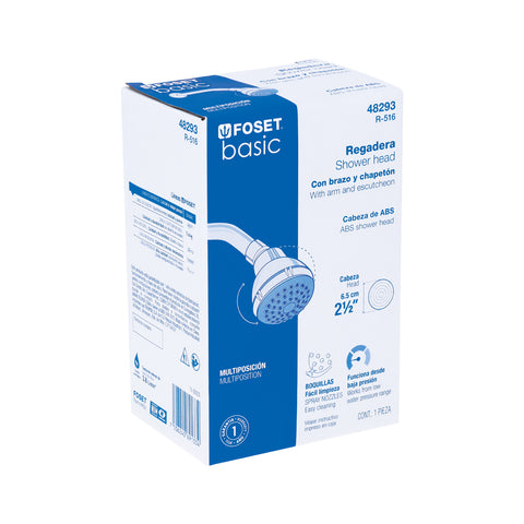 Regadera plástica redonda 2-1/2' gris-blanca, FOSET BASIC | R-516 | 48293