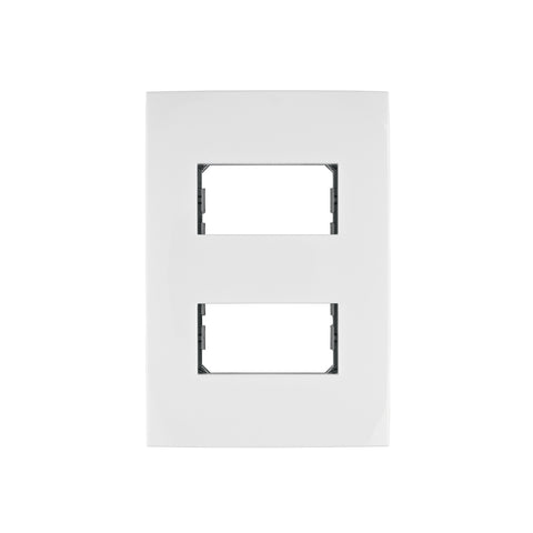 Placa 2 módulos de ABS, línea Oslo, color blanco, Volteck | PPDO-OB | 48304