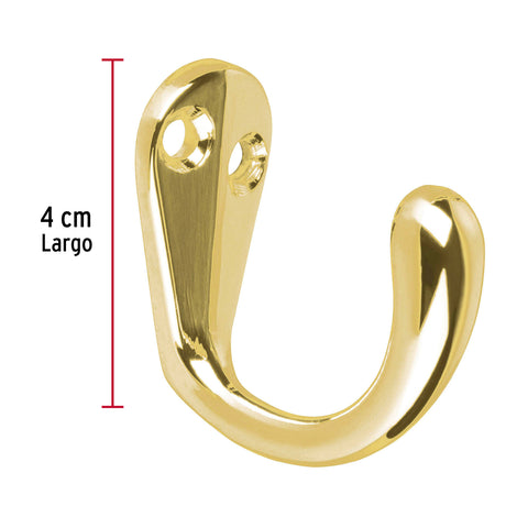 Gancho sencillo tipo perchero, latón brillante, HERMEX | PEPU-01 | 48350