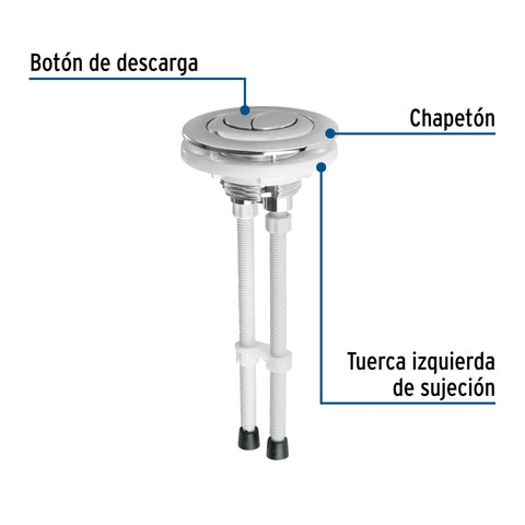 Botón superior universal p/válvula dual para WC, FOSET | PW-023 | 48358