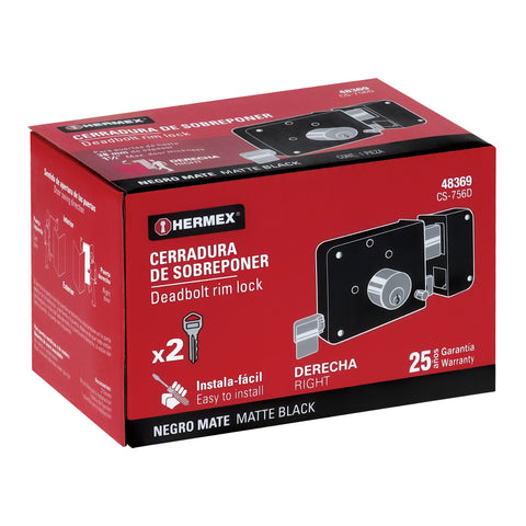 Cerradura sobreponer der instala-fácil, tradicional, negro | CS-756D | 48369