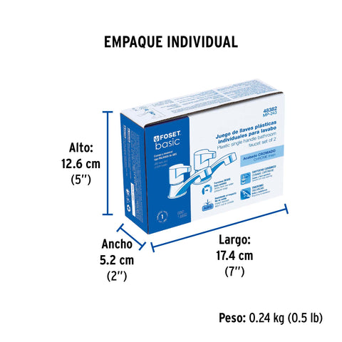 Juego llaves individuales lavabo, ABS, palanca, BASIC | MP-243 | 48382