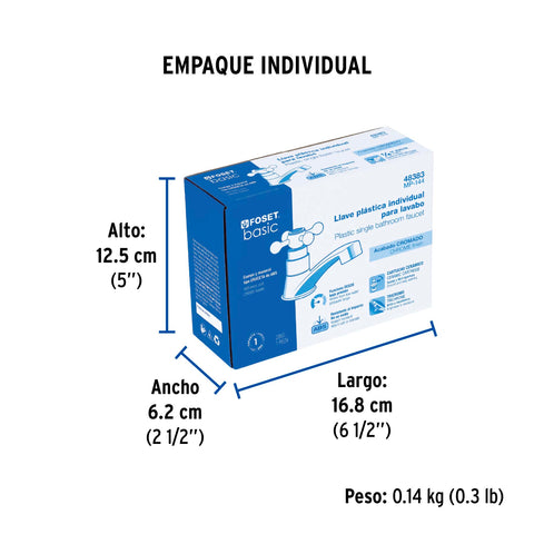 Llave individual lavabo, ABS, cruceta, BASIC | MP-144 | 48383