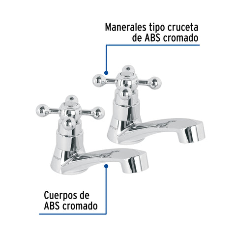 Juego llaves individuales lavabo, ABS, cruceta, BASIC | MP-244 | 48384