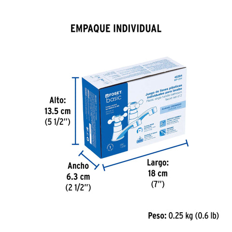 Juego llaves individuales lavabo, ABS, cruceta, BASIC | MP-244 | 48384