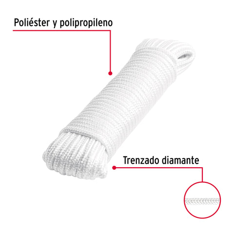 Piola de poliéster diamante de 5mmx15m blanca, madeja, FIERO | PIO-515P | 48393