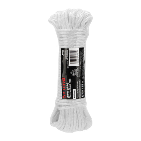 Piola de poliéster diamante de 5mmx15m blanca, madeja, FIERO | PIO-515P | 48393