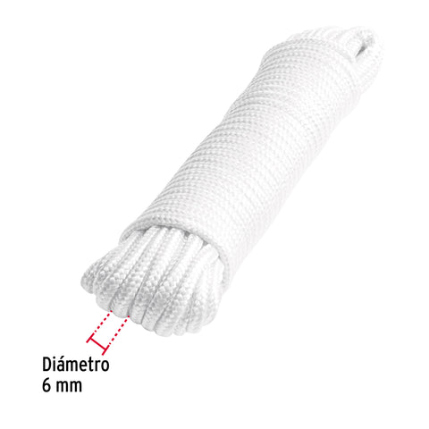 Piola de poliéster diamante de 6mmx15m blanca, madeja, FIERO | PIO-615P | 48394