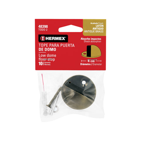 Tope tipo domo para puerta, acabado latón antiguo, HERMEX | TODO-2 | 48398
