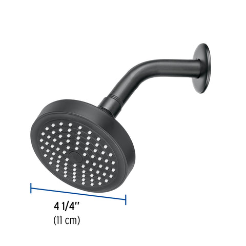 Regadera redonda 4-1/4' brazo y chapetón, negro, BASIC | R-402M | 48422