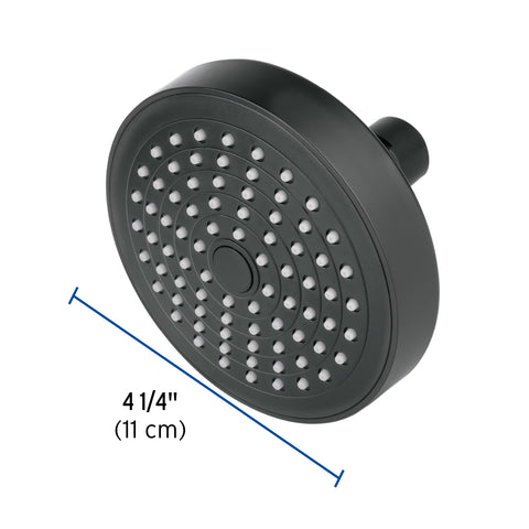 Regadera redonda de ABS 4-1/4' sin brazo, negro, BASIC | R-402SM | 48423