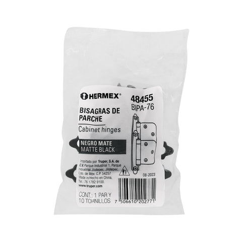 Bolsa con 2 bisagras parche de 7cm, negro, HERMEX | BIPA-76 | 48455