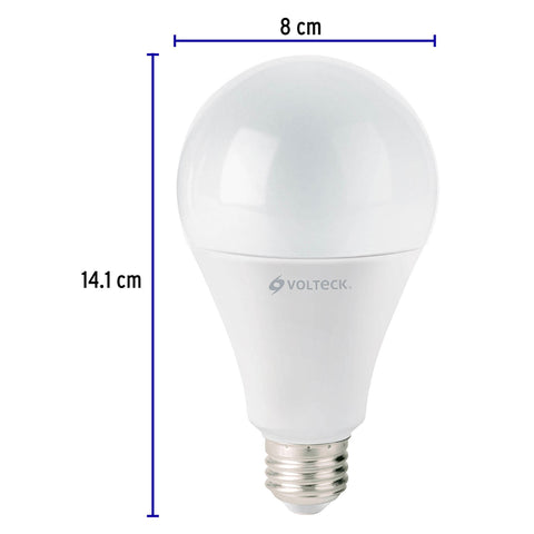Lámpara LED A25 18 W (equiv. 125 W) luz cálida, caja Volteck | LED-125C | 48459