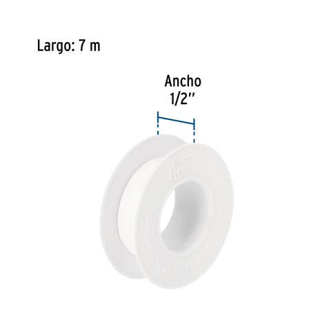 Cinta sella roscas 1/2' x 7m, uso general, FOSET BASIC | CTF-1/2BF | 48463