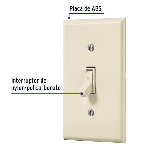 Placa armada interruptor sencillo, línea Standard, marfil | PA-APSE-S | 48491