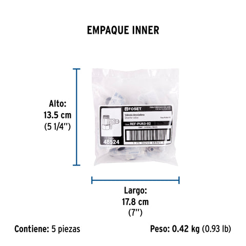 Válvula de alimentación 1/2' x 1/4' para filtro de agua | REF-PUR3-02 | 48524