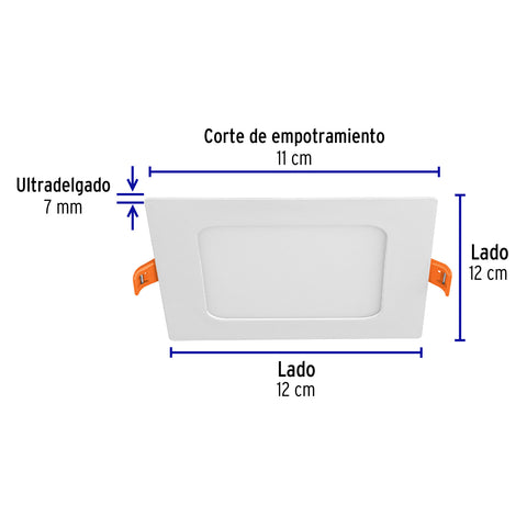 Luminario LED plafón 6W 6500K ultradelgado cuadrado VOLTECK | EMP-400L | 48540