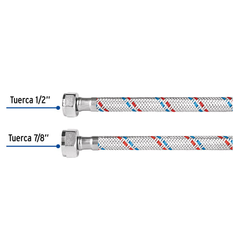 Manguera p/WC, aluminio, 1/2' x 7/8', 50 cm, BASIC | FWC-50P | 48543
