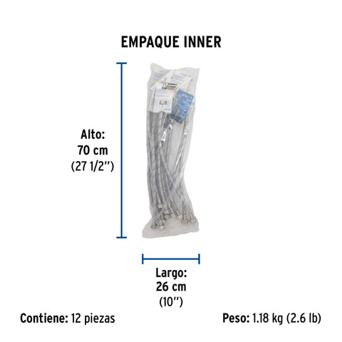 Manguera p/WC, aluminio, 1/2' x 7/8', 50 cm, BASIC | FWC-50P | 48543