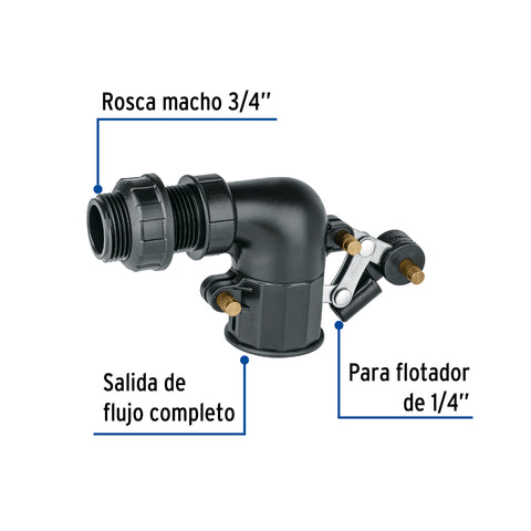 Válvula plástica de llenado para flotador, 3/4', FOSET | VAFLO-3/4P | 48545